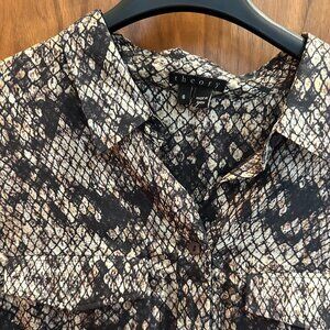 Theory Women's Snakeskin Print Long Sleeve Shirt Dress with Belt - Size 6